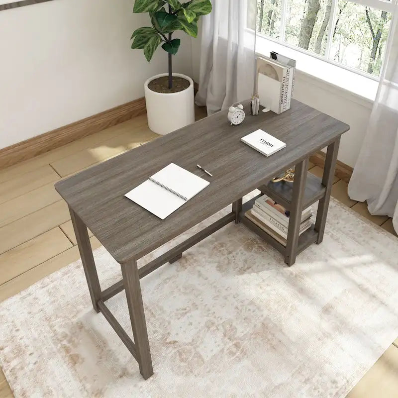 Bureau planches et poutres avec bibliothèques