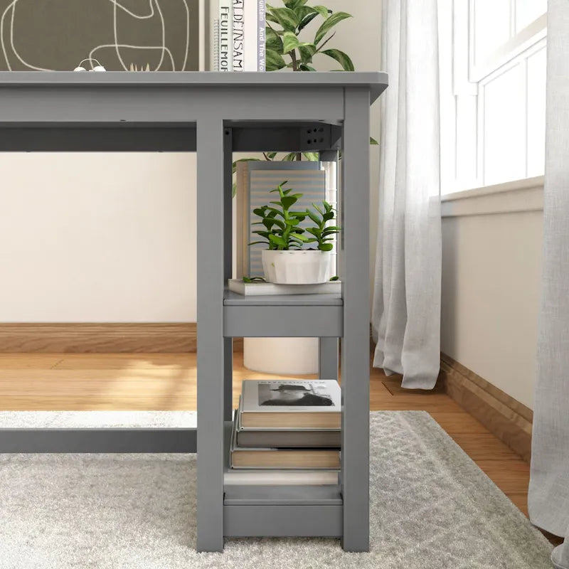 Bureau planches et poutres avec bibliothèques