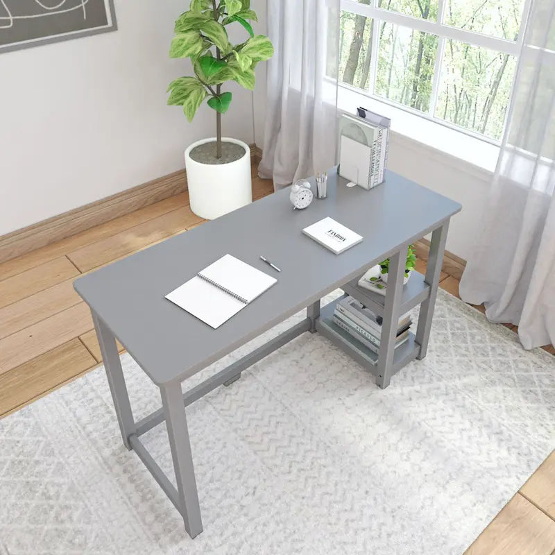 Bureau planches et poutres avec bibliothèques