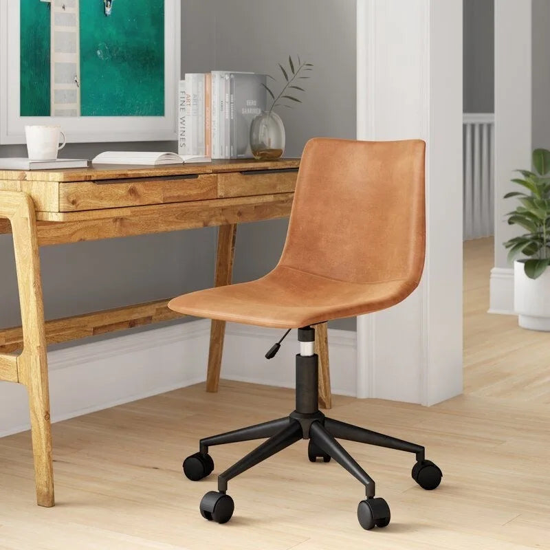 Chaise de bureau pivotante réglable avec support lombaire, similicuir