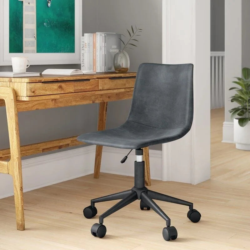 Chaise de bureau pivotante réglable avec support lombaire, similicuir