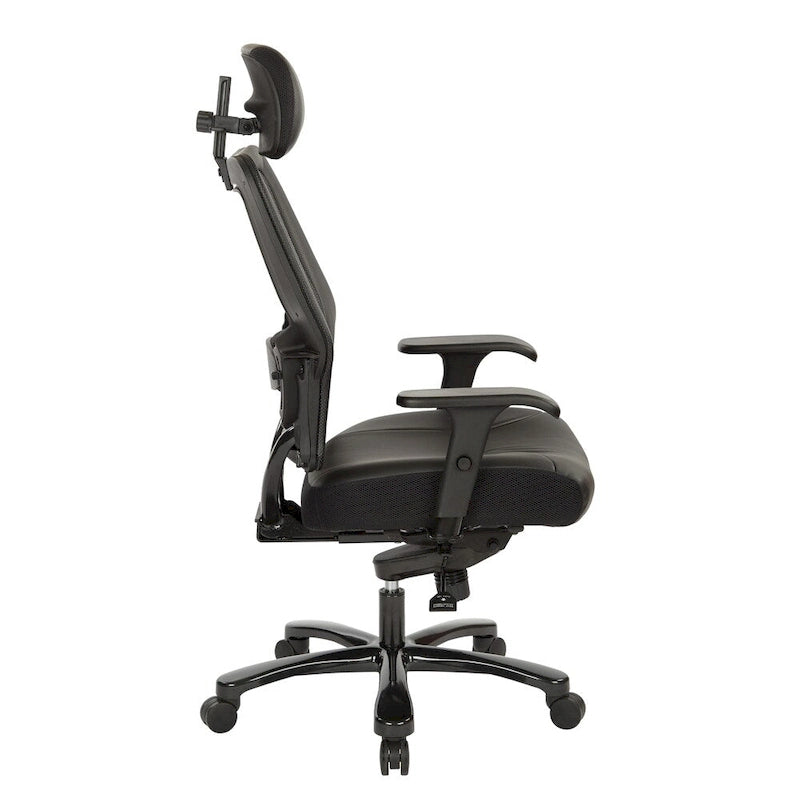 Fauteuil de bureau grande taille en cuir reconstitué noir