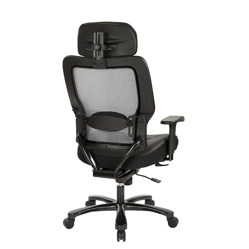 Fauteuil de bureau grande taille en cuir reconstitué noir