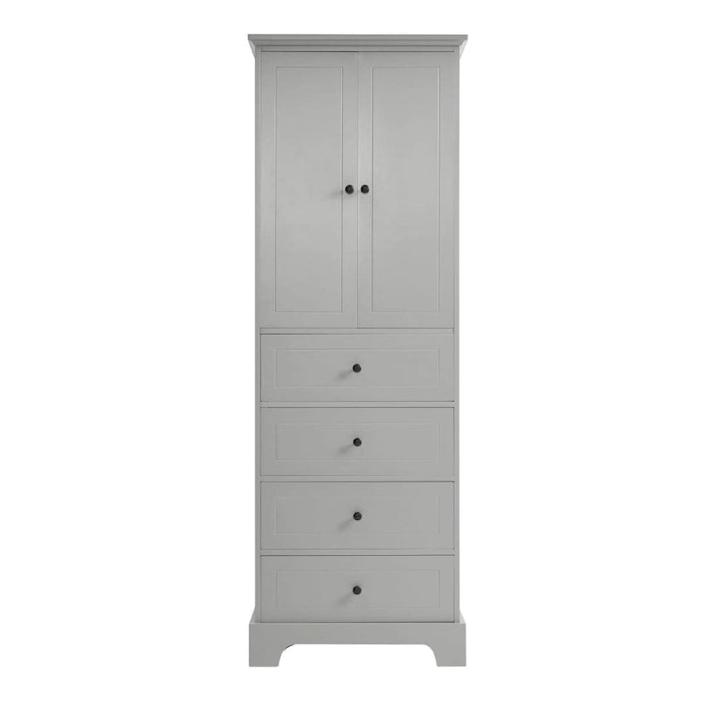 Meuble de Rangement Salle de Bain avec 2 Portes & 4 Tiroirs - Étagère Réglable