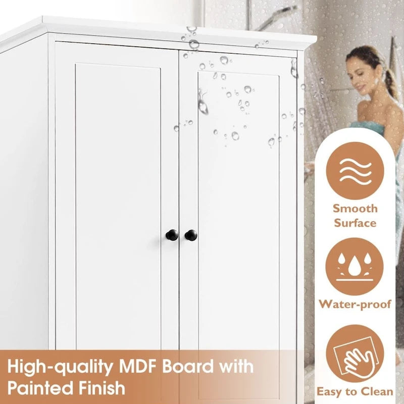 Meuble de Rangement Salle de Bain avec 2 Portes & 4 Tiroirs - Étagère Réglable