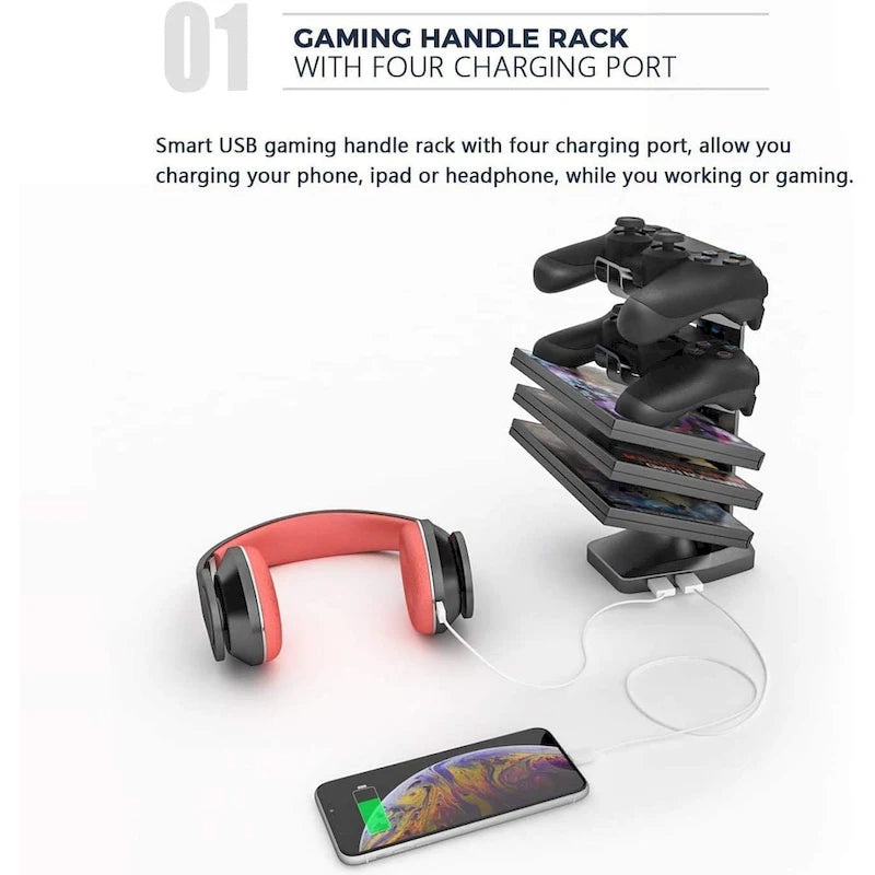 Bureau de jeu ergonomique en T pour PC avec tapis de souris intégral, support de manette, porte-gobelet et crochet pour casque