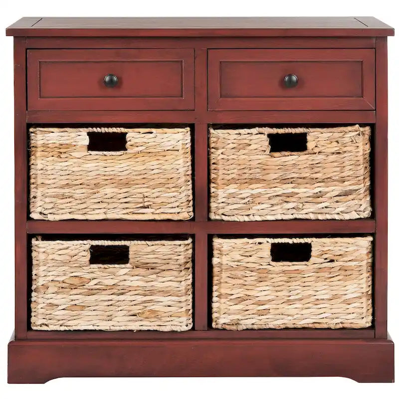 Meuble de rangement rouge à 6 tiroirs (entièrement assemblé) - 30L x 13P x 26H