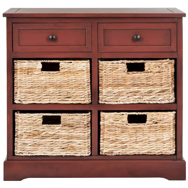 Meuble de rangement rouge à 6 tiroirs (entièrement assemblé) - 30L x 13P x 26H