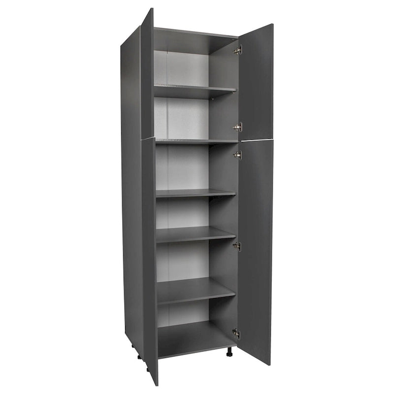 Armoire de rangement 24 x 84 à quatre portes, grise - 24 x 84 x 23 3/8
