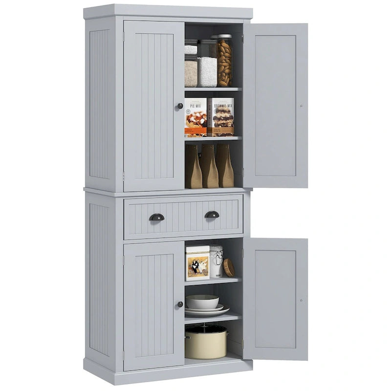 Meuble de cuisine traditionnel de 183 cm avec 4 portes et étagères réglables