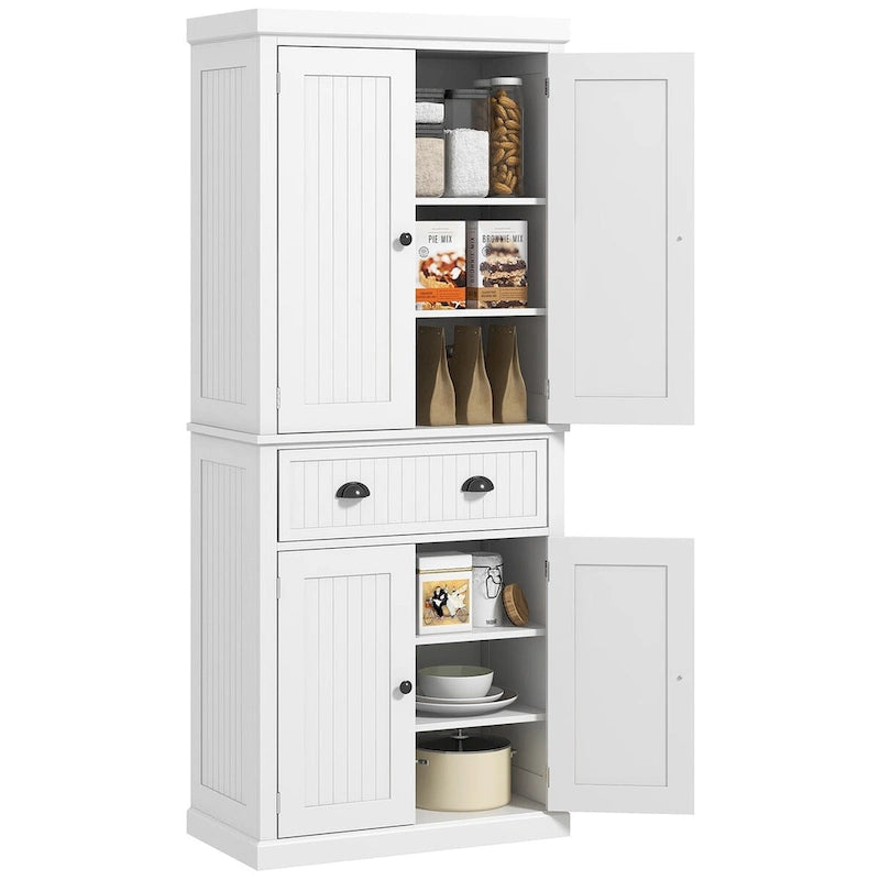 Meuble de cuisine traditionnel de 183 cm avec 4 portes et étagères réglables