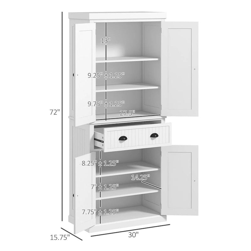 Meuble de cuisine traditionnel de 183 cm avec 4 portes et étagères réglables