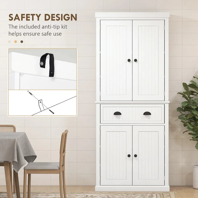 Meuble de cuisine traditionnel de 183 cm avec 4 portes et étagères réglables