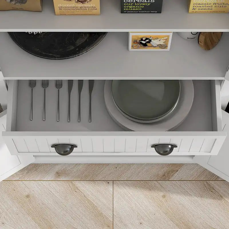 Meuble de cuisine traditionnel de 183 cm avec 4 portes et étagères réglables