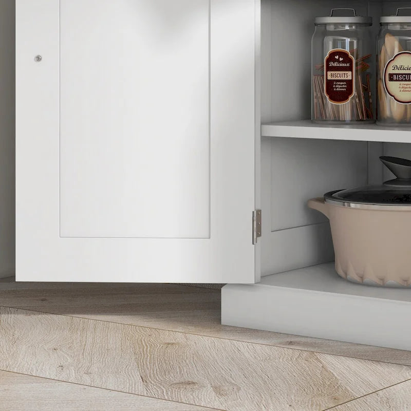 Meuble de cuisine traditionnel de 183 cm avec 4 portes et étagères réglables