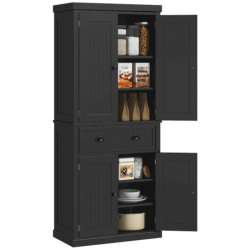 Meuble de cuisine traditionnel de 183 cm avec 4 portes et étagères réglables