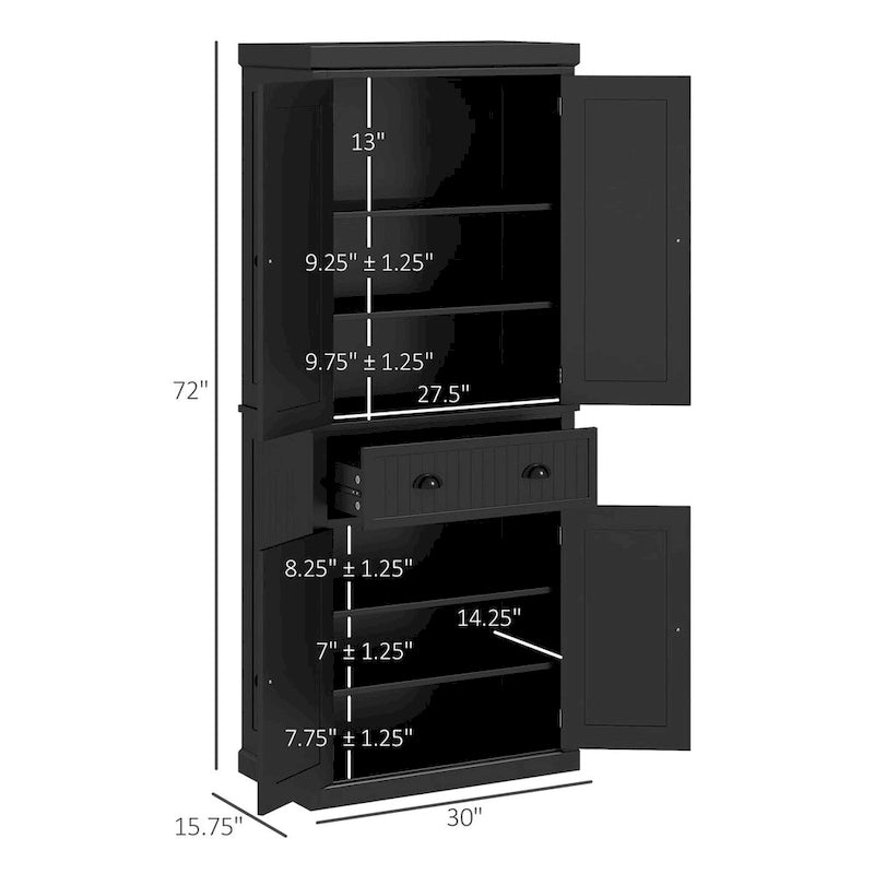 Meuble de cuisine traditionnel de 183 cm avec 4 portes et étagères réglables