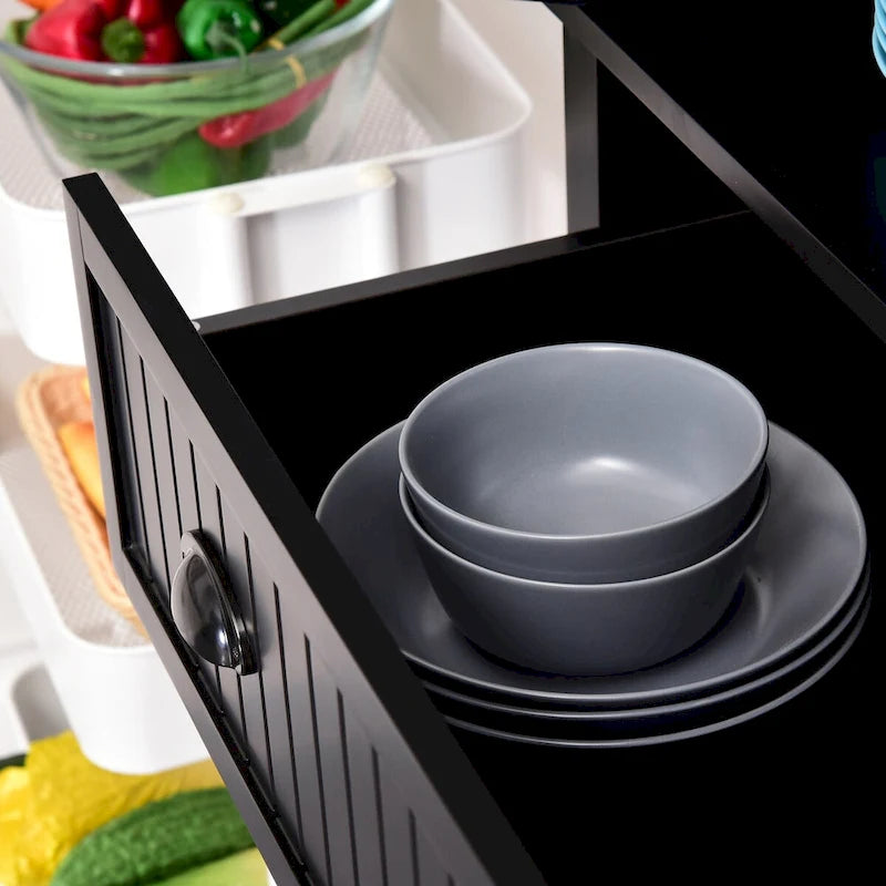 Meuble de cuisine traditionnel de 183 cm avec 4 portes et étagères réglables