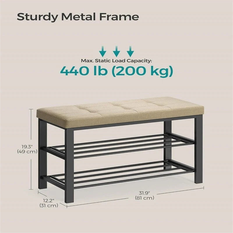 Banc d'entrée avec coussin – 12.2P x 31.9L x 19.3H