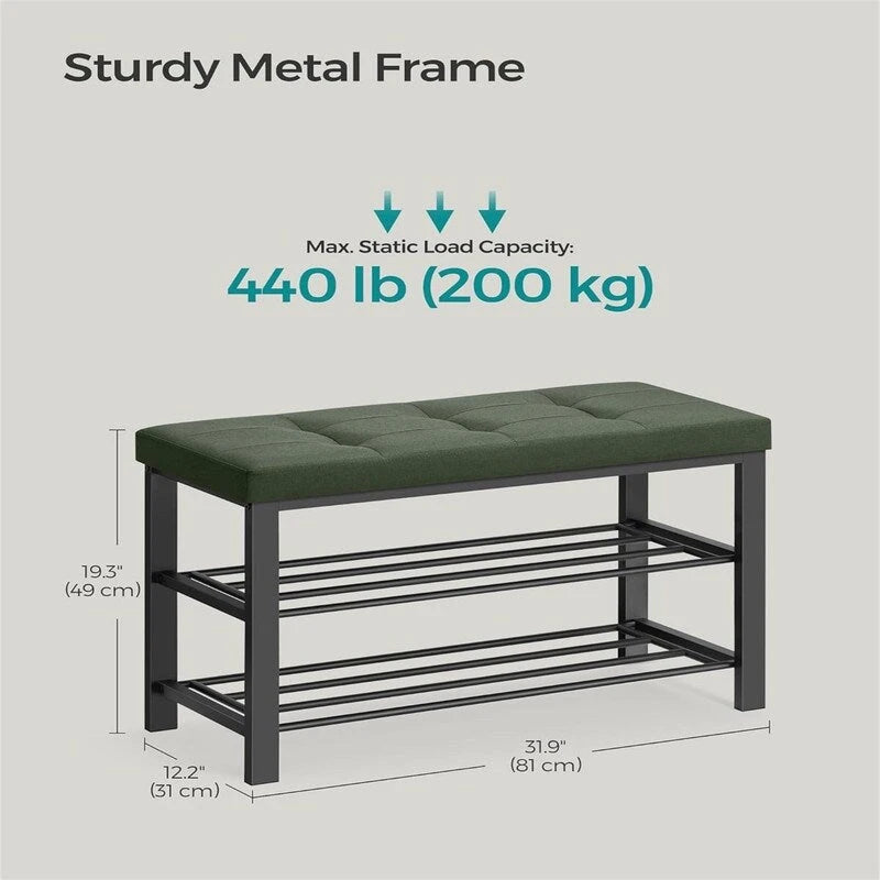 Banc d'entrée avec coussin – 12.2P x 31.9L x 19.3H
