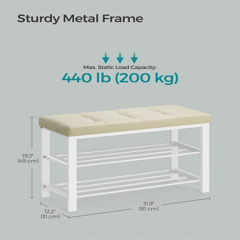 Banc d'entrée avec coussin – 12.2P x 31.9L x 19.3H