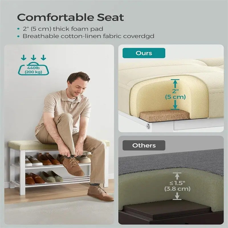 Banc d'entrée avec coussin – 12.2P x 31.9L x 19.3H