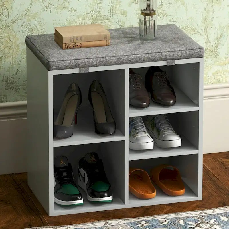 Banc à chaussures d'entrée avec rangement, assise rembourrée 50 cm