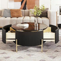 Table basse ronde moderne de 31,5 po avec grand tiroir de rangement