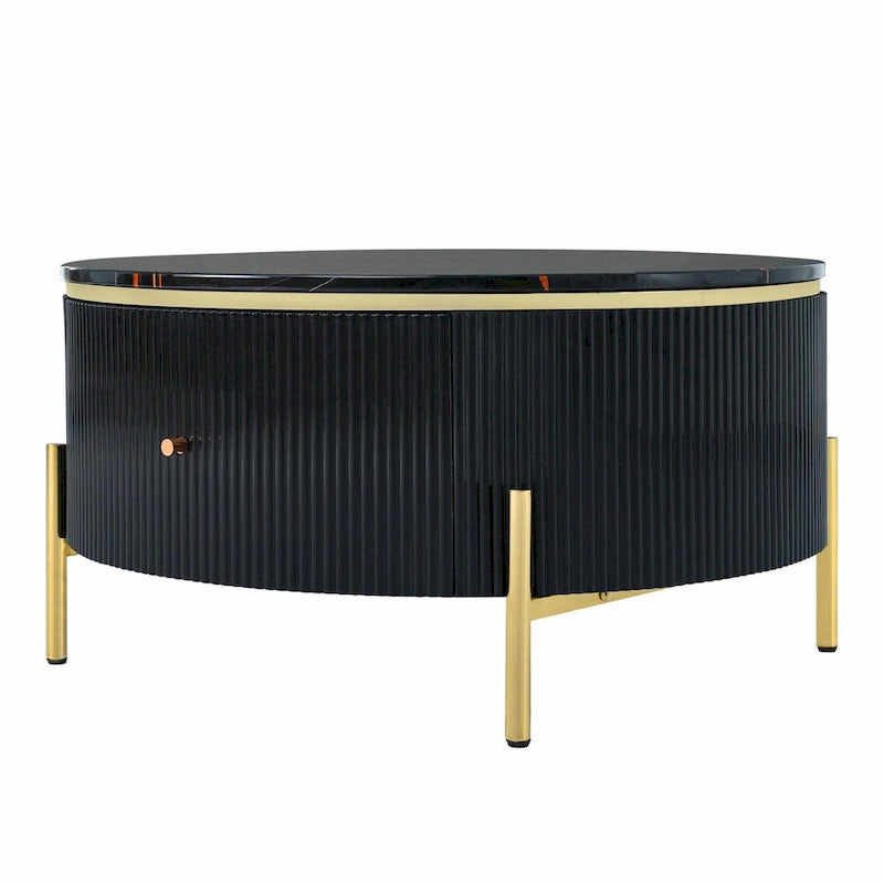 Table basse ronde moderne de 31,5 po avec grand tiroir de rangement