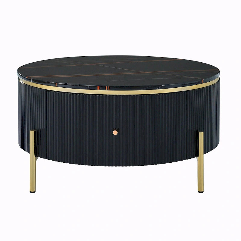 Table basse ronde moderne de 31,5 po avec grand tiroir de rangement