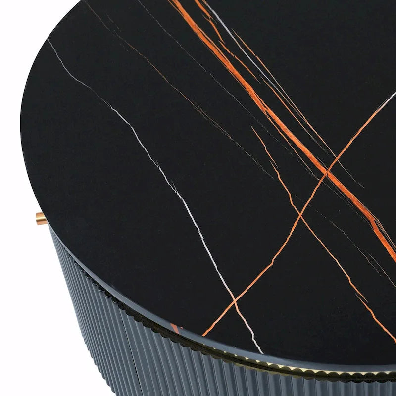 Table basse ronde moderne de 31,5 po avec grand tiroir de rangement