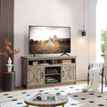 Meuble TV de style ferme avec portes de grange, meuble console moderne pour téléviseur jusqu'à 65 pouces avec espaces de rangement ouverts et fermés