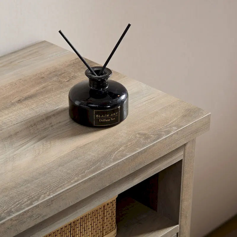 Meuble TV de style ferme avec portes de grange, meuble console moderne pour téléviseur jusqu'à 65 pouces avec espaces de rangement ouverts et fermés