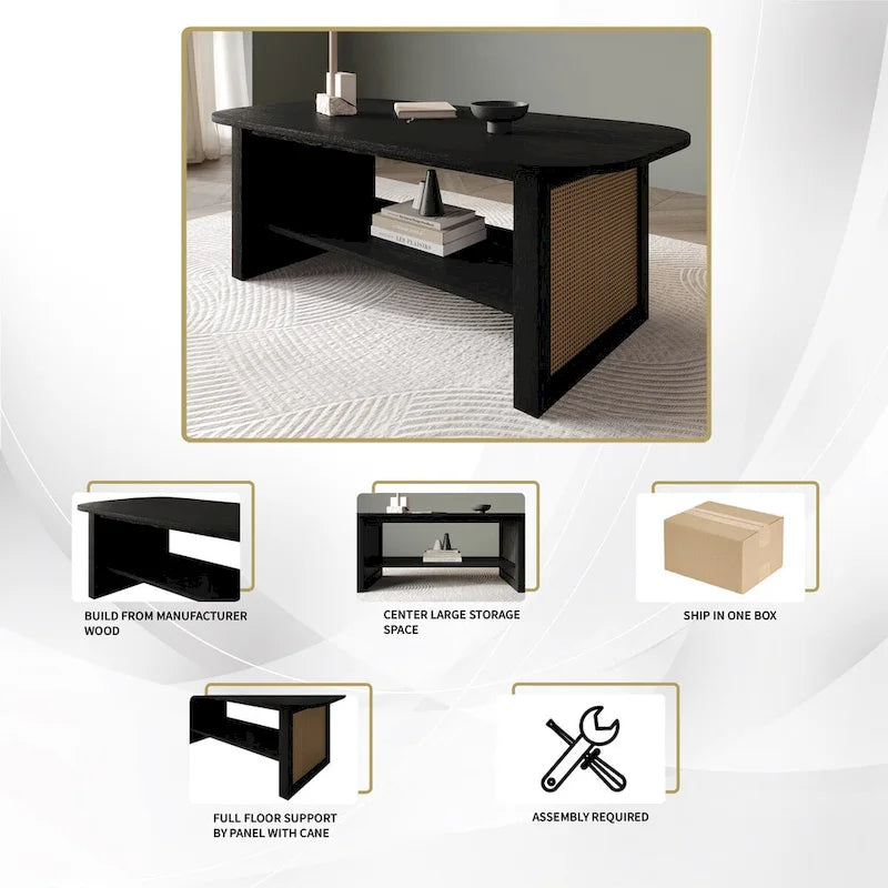 Table basse noire de style Mid-Century Modern