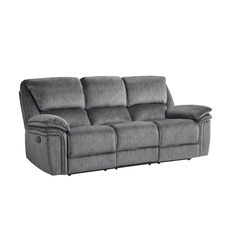 Canapé inclinable manuel double 89 po, gris, microfibre, dossier touffeté