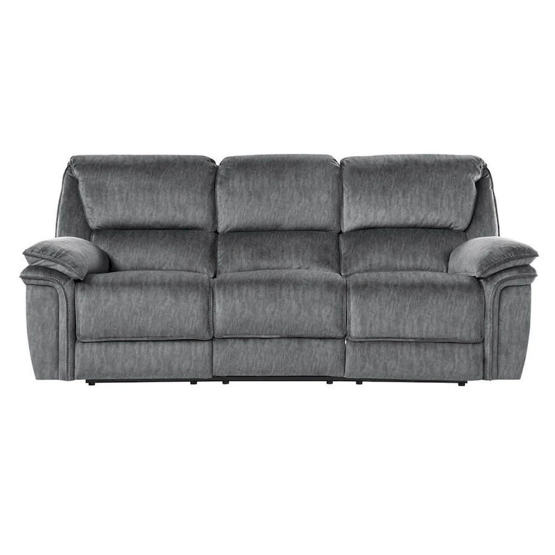 Canapé inclinable manuel double 89 po, gris, microfibre, dossier touffeté