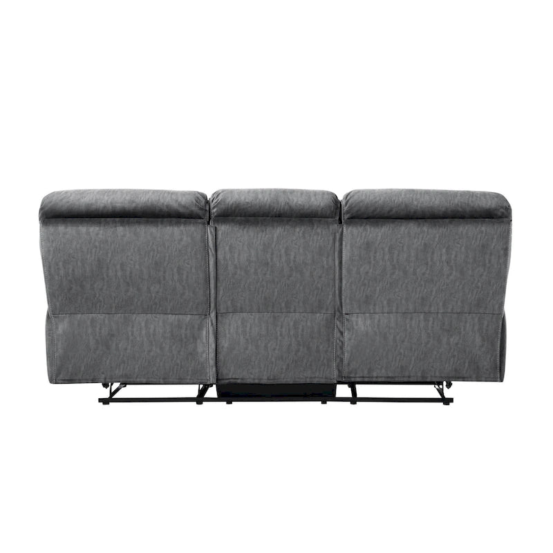 Canapé inclinable manuel double 89 po, gris, microfibre, dossier touffeté