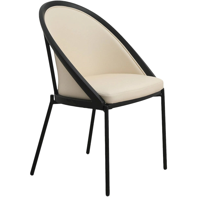 Chaise de salle à manger en similicuir rembourrée avec pieds en acier thermolaqué