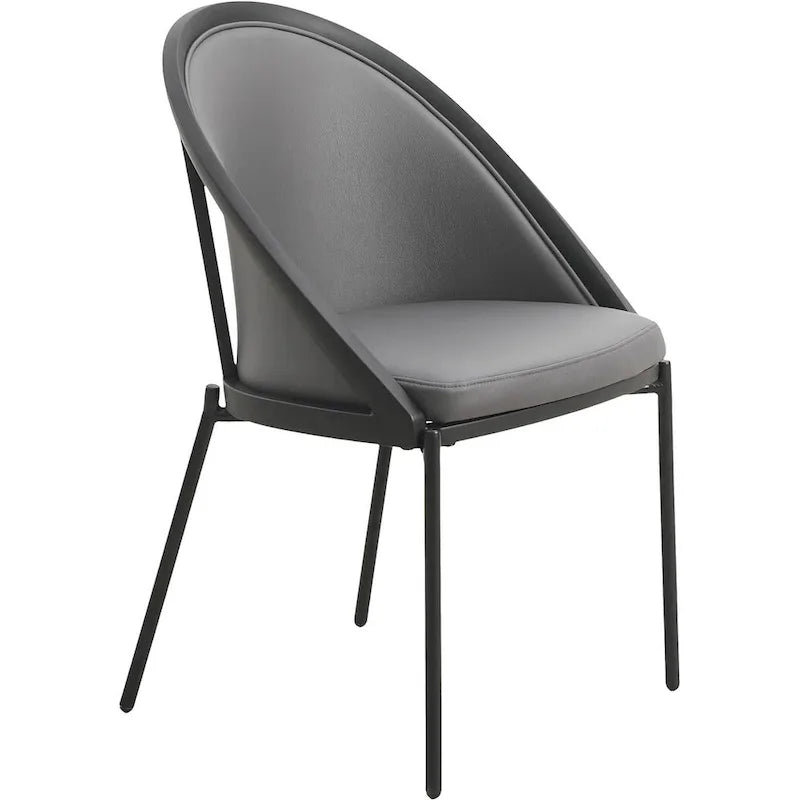 Chaise de salle à manger en similicuir rembourrée avec pieds en acier thermolaqué