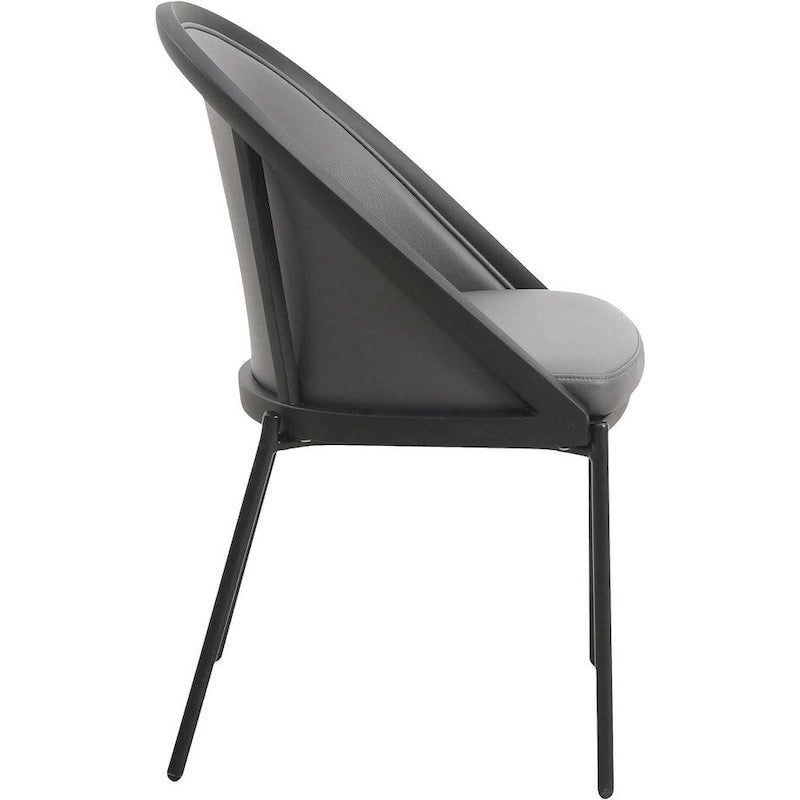 Chaise de salle à manger en similicuir rembourrée avec pieds en acier thermolaqué
