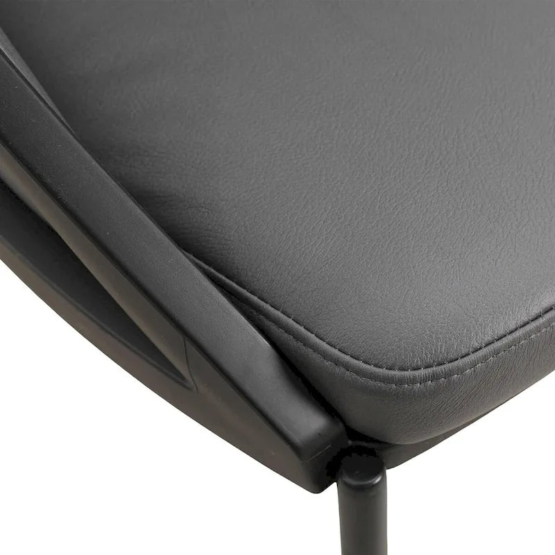 Chaise de salle à manger en similicuir rembourrée avec pieds en acier thermolaqué