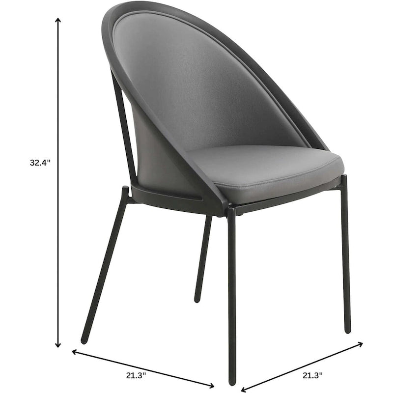 Chaise de salle à manger en similicuir rembourrée avec pieds en acier thermolaqué