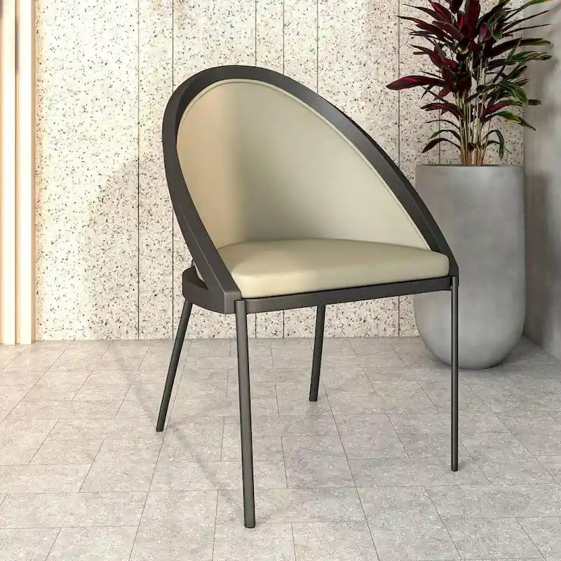 Chaise de salle à manger en similicuir rembourrée avec pieds en acier thermolaqué