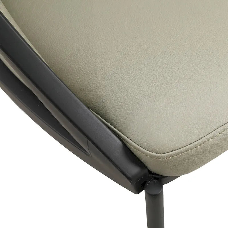 Chaise de salle à manger en similicuir rembourrée avec pieds en acier thermolaqué