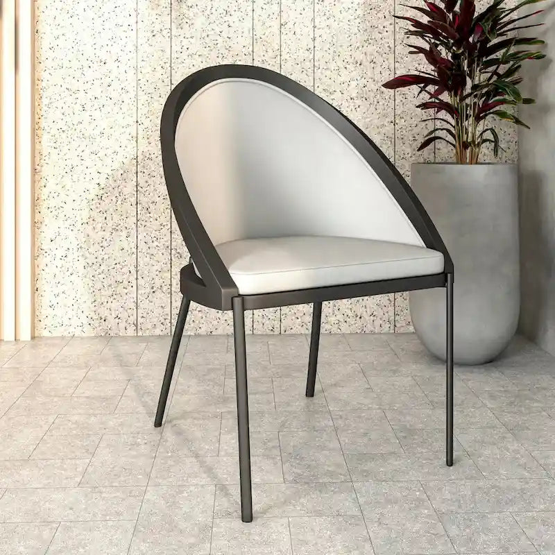 Chaise de salle à manger en similicuir rembourrée avec pieds en acier thermolaqué