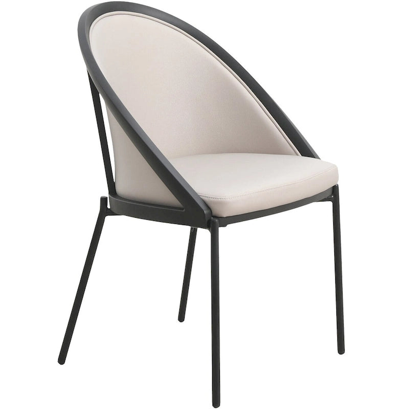 Chaise de salle à manger en similicuir rembourrée avec pieds en acier thermolaqué