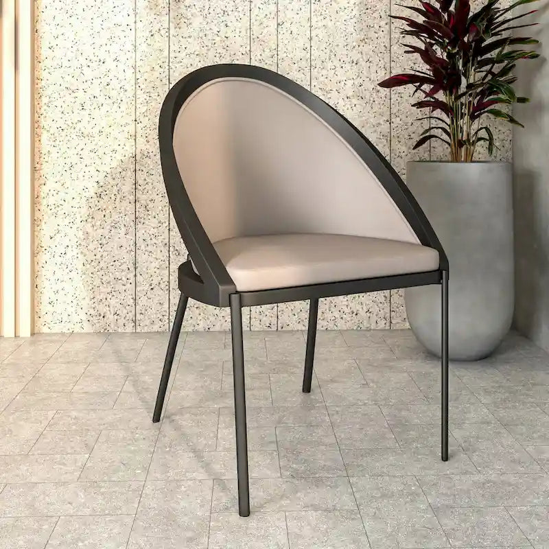 Chaise de salle à manger en similicuir rembourrée avec pieds en acier thermolaqué