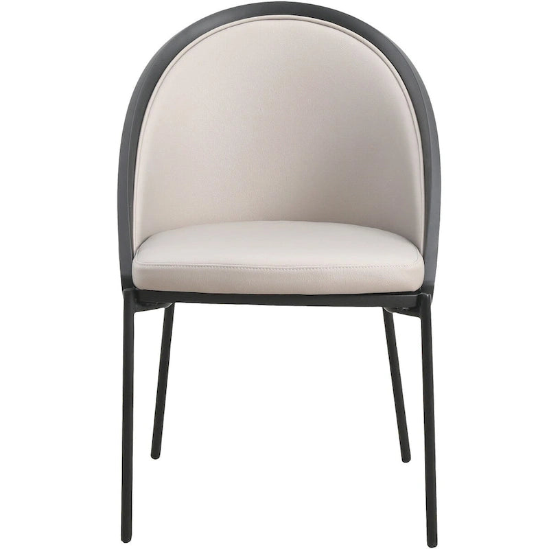 Chaise de salle à manger en similicuir rembourrée avec pieds en acier thermolaqué