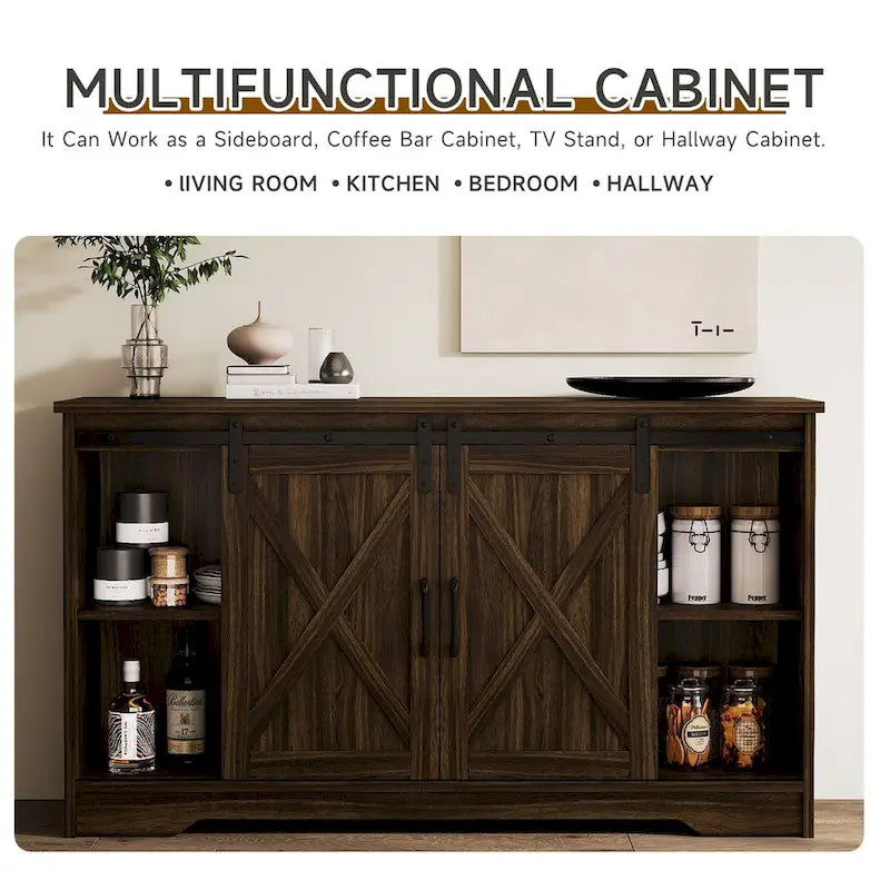 Buffet de salle à manger style rustique avec 2 portes et 4 tiroirs