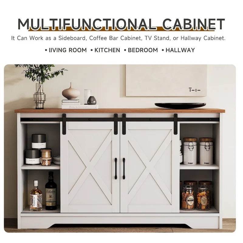 Buffet de salle à manger style rustique avec 2 portes et 4 tiroirs